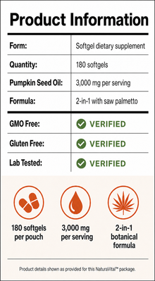 Pumpkin Seed Oil Soft Capsules 180 Count